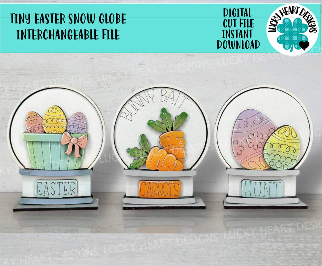 TINY Easter Snow Globe Interchangeable File SVG, Glowforge, Spring, Bunny, Carrots, Easter Eggs, Tiered Tray LuckyHeartDesignsCo