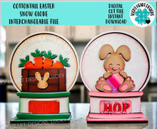 Load image into Gallery viewer, Cottontail Easter Snow Globe Interchangeable File SVG, Glowforge, Spring, Bunny Carrots, Easter Eggs, Tiered Tray LuckyHeartDesignsCo
