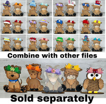 Load image into Gallery viewer, Spring Animal Hats Interchangeable MINI File SVG, Seasonal, Christmas, Halloween, Fall, Tiered Tray Glowforge, LuckyHeartDesignsCo
