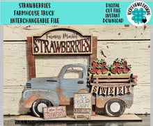 Load image into Gallery viewer, Strawberry add on Interchangeable Farmhouse Truck File SVG, Summer, Fruit, Spring, Glowforge, LuckyHeartDesignsCo
