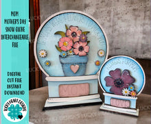 Load image into Gallery viewer, Mom Mother&#39;s Day Snow Globe Interchangeable File SVG, Glowforge, Floral, Flowers, Bouquet, Tiered Tray LuckyHeartDesignsCo
