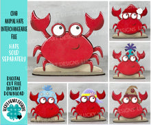 Load image into Gallery viewer, Crab Animal Hats Interchangeable MINI File SVG, Seasonal sign, Holiday, Pet, Beach, Summer Tiered Tray Glowforge, LuckyHeartDesignsCo
