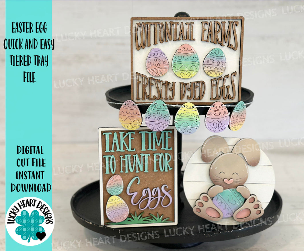 Easter Egg Quick and Easy Tiered Tray File SVG, Glowforge Bunny, Spring, Cottontail, LuckyHeartDesignsCo