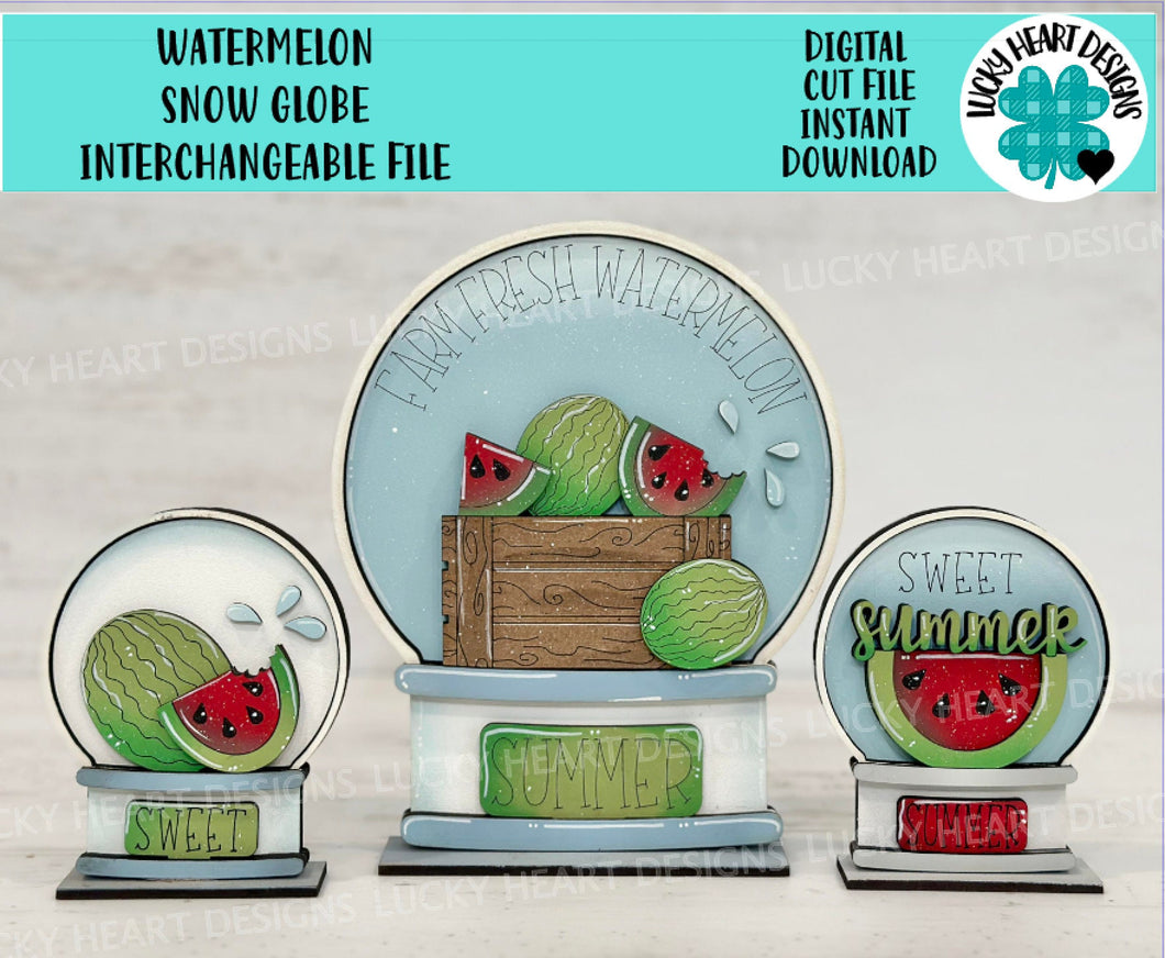 Watermelon Snow Globe Interchangeable File SVG, Fruit, Summer, Spring, Glowforge, Tiered Tray LuckyHeartDesignsCo