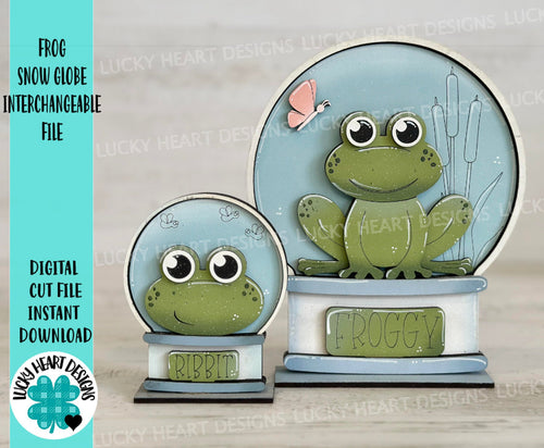 Frog Snow Globe Interchangeable File SVG, Summer, Butterfly, Spring, Glowforge, Tiered Tray LuckyHeartDesignsCo
