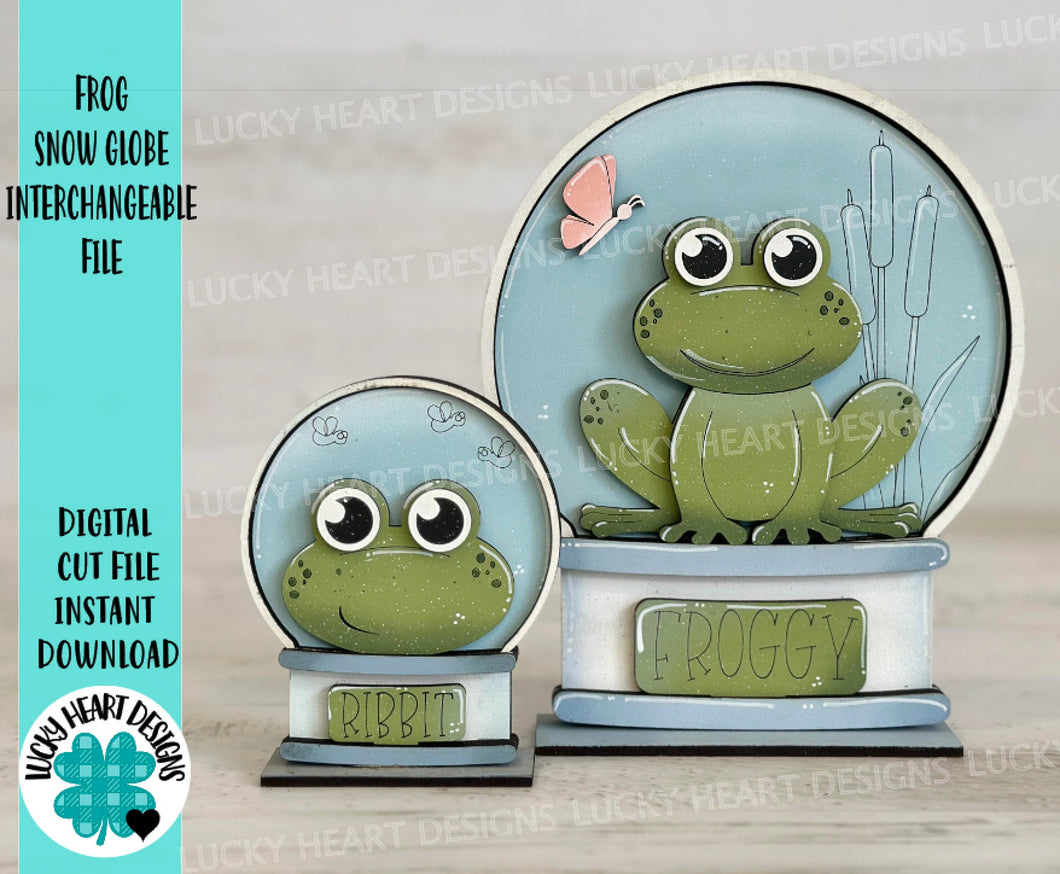 Frog Snow Globe Interchangeable File SVG, Summer, Butterfly, Spring, Glowforge, Tiered Tray LuckyHeartDesignsCo