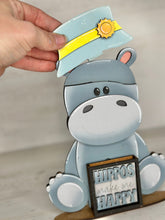 Load image into Gallery viewer, Hippo Animal Hats Interchangeable MINI File SVG, Seasonal Leaaning sign, Holiday, Hippopotamus, Tiered Tray Glowforge, LuckyHeartDesignsCo

