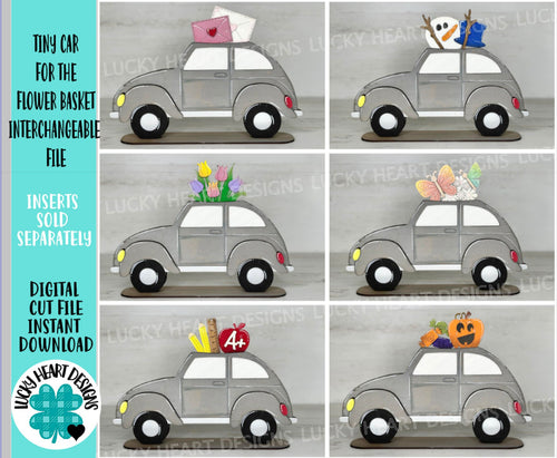 TINY Car For The Flower Basket Interchangeable File SVG, Holiday, Seasonal Shapes, Glowforge, LuckyHeartDesignsCo