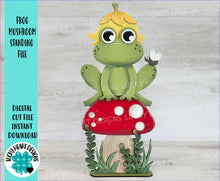 Load image into Gallery viewer, Frog Mushroom Standing File SVG, Glowforge, LuckyHeartDesignsCo
