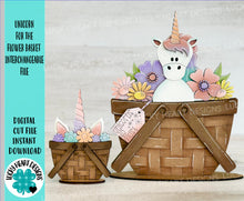 Load image into Gallery viewer, Unicorn For The Flower Basket Interchangeable File SVG, Floral, Flowers, Horse, Girls, Spring, Tiered Tray, Glowforge, LuckyHeartDesignsCo
