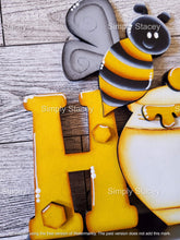 Load image into Gallery viewer, Standing Bee Honey Home Word File SVG, BumbleBee, Beehive, tiered tray Glowforge, LuckyHeartDesignsCo
