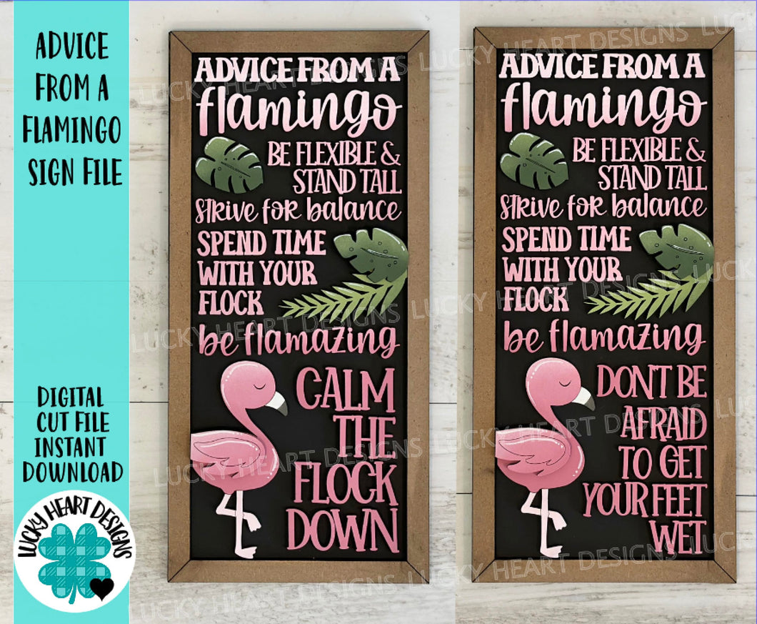 Advice From A Flamingo Sign File SVG, Glowforge, Summer, Tropical, Beach, Island, LuckyHeartDesignsCo