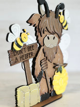 Load image into Gallery viewer, Standing Highland Cow File SVG, Honey, Bumble, Farm, Beehive, Tiered Tray Glowforge, LuckyHeartDesignsCo
