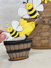 Load image into Gallery viewer, Bees For The Flower Basket Interchangeable File SVG, TINY, Bumble Bee, Honey, Summer, Tiered Tray, Glowforge, LuckyHeartDesignsCo
