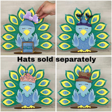 Load image into Gallery viewer, Peacock Animal Hats Interchangeable MINI File SVG, Seasonal Leaning sign, Holiday, Tiered Tray Glowforge, LuckyHeartDesignsCo
