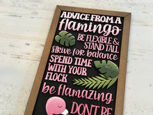 Load image into Gallery viewer, Advice From A Flamingo Sign File SVG, Glowforge, Summer, Tropical, Beach, Island, LuckyHeartDesignsCo

