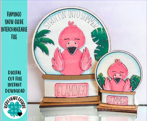 Flamingo Snow Globe Interchangeable File SVG, (TINY) Glowforge, Summer, Tropical, Beach, Hawaii, Tiered Tray LuckyHeartDesignsCo